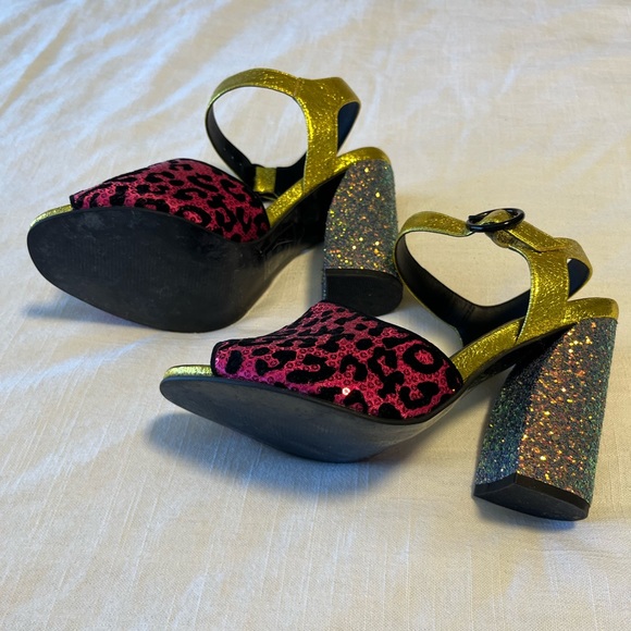 Sparkle Multi-colored Bock Heels - Picture 3 of 4